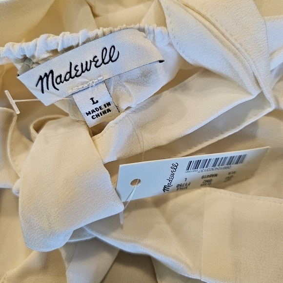 Madewell Silk Lookout Bow-Back Cut out Top Large NWT Ivory Summer Dainty - Picture 8 of 9